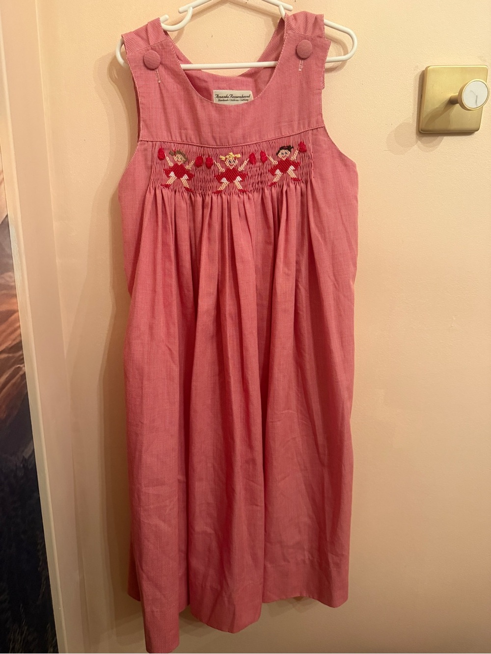 Sleeveless Pink Smocked Girls Jumper Dress